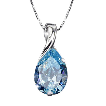 Sterling Silver Angel Tears Crystal Red Pendant Necklace