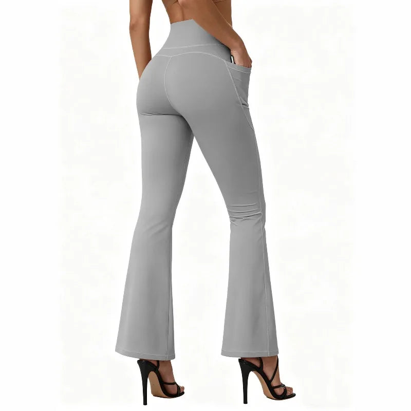 High Waisted Flared Butt lifting - Pocket Design - Wide Leg Leggings