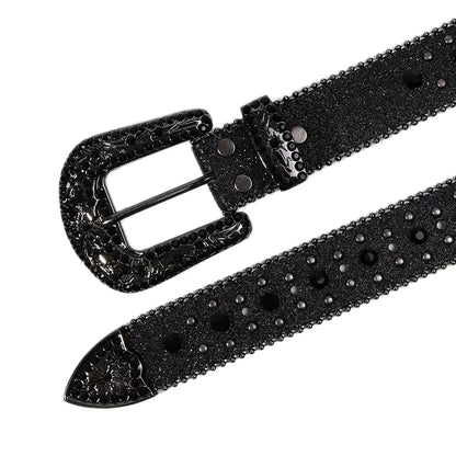 Man-made Diamond Belt, ladies Western Cowboy Rhinestone Design Leather Belt i
