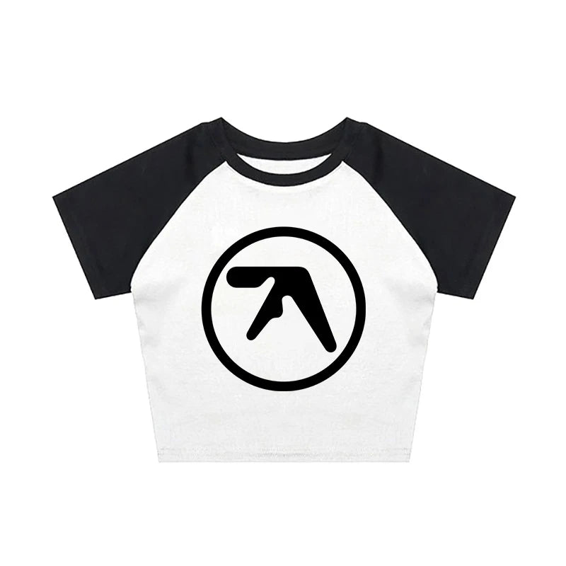 Punk Aphex Twin Print T-Shirt. Oversize Hip Hop Women Streetwear - Crop Top Baby Goth