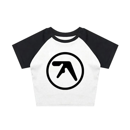 Punk Aphex Twin Print T-Shirt. Oversize Hip Hop Women Streetwear - Crop Top Baby Goth