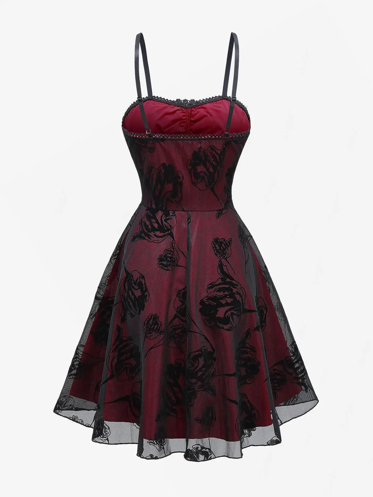 Vintage Gothic Dress.  Applique Layered A Line Cami Dress.  Punk Goth Party Cocktail Dress