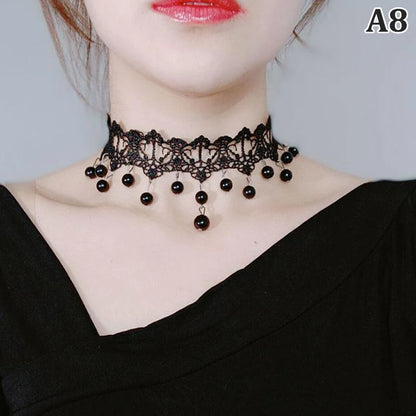 New Sexy Gothic Chokers. Crystal Black Lace Neck Wear.  Choker Necklace Vintage Victorian Women Chocker Steampunk Jewelry