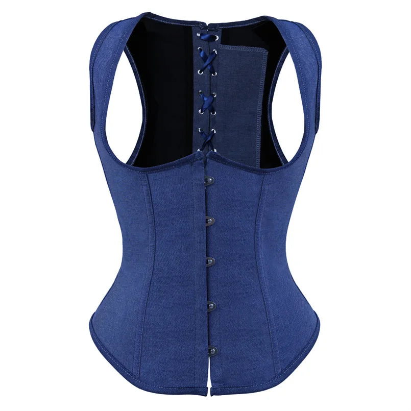 Underbust Corset Plus Sizes, Waist Trainer Steampunk Corset with Straps Gothic Corset Under bust and back lace up
